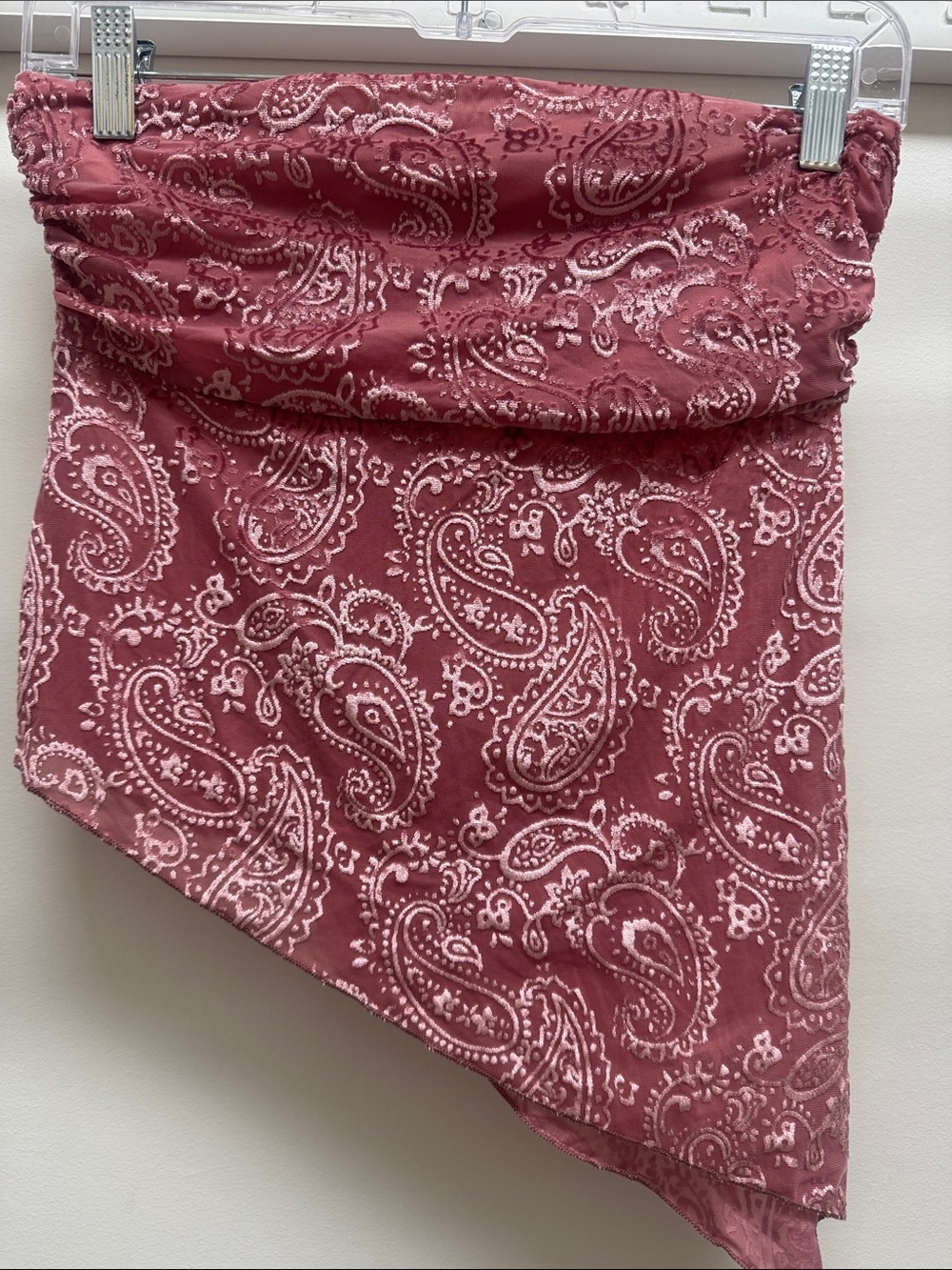 Urban Outfitters Dusty Rose Paisley Asymmetrical Tube Top. SMALL